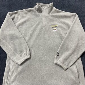 Pittsburgh Steelers Sweatshirt Mens 2XL Gray NFL Football Fleece Quarter Zip